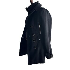 Miss Sixty M60 Logo Wool Blend Double Breasted Trench Coat Black M But Fits XS-S